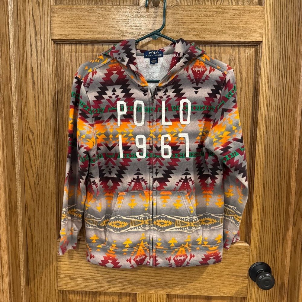 Ralph Lauren Aztec print full zip hoodie sweatshirt. Kids Medium(10-12). Unisex.